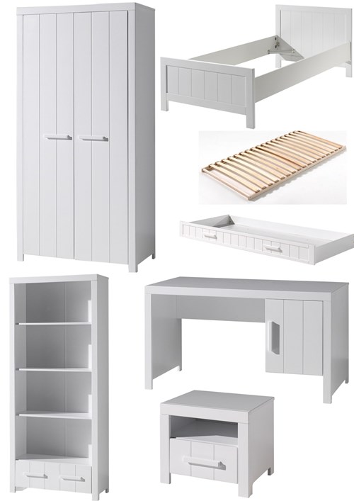 Chambres complètes-Combinaison de chambre d'enfant Erik 6-blanc de la collection erik-Vipack-mail-0