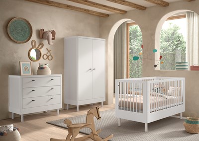 Chambres complètes-Combinaison de chambre d'enfant Forrest Beech 4-hêtre laqué blanc-Vipack-maill-1