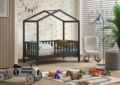 Lit enfant-DALLAS LIT CABANE JUNIOR 70 x 140 cm ANTHRACITE-Vipack-mailleux-3