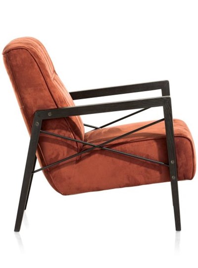 Fauteuils cuir-Northon, fauteuil avec accoudoir en bois vintage clay  white  black-Henders & Haze-14