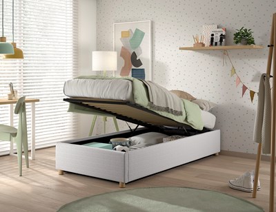 Lit enfant-MOON STORAGE CADRE DE LIT CÔTÉ COURT 90 x 200 cm BOUCLÉ BLANC-Vipack-mailleux-4