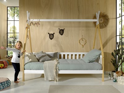 Lit enfant-TIPI LIT AVEC GRILLE 90 x 200 cm BI-COULEUR-Vipack-mailleux-1