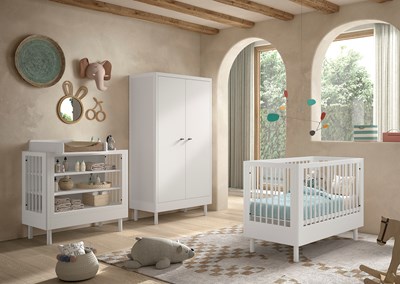 Chambres complètes-Combinaison de chambre d'enfant Forrest Beech 4-hêtre laqué blanc-Vipack-maill-1