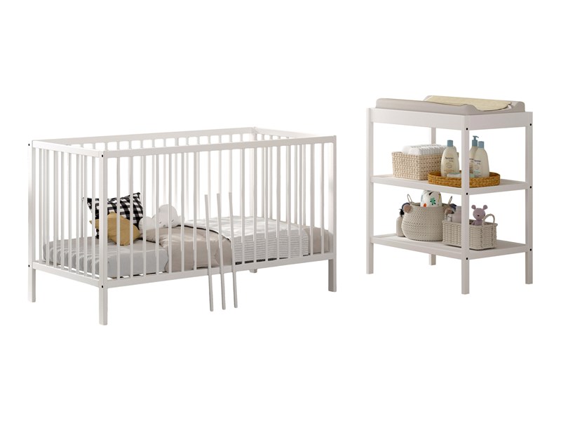 Chambres complètes-Combinaison de chambre d'enfant Dino blanc-Vipack-mailleux-0