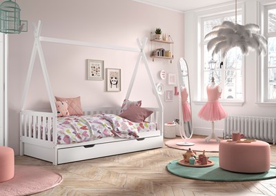 Chambres complètes-Combinaison de chambre d'enfant Tipi blanc-Vipack-mailleux-1